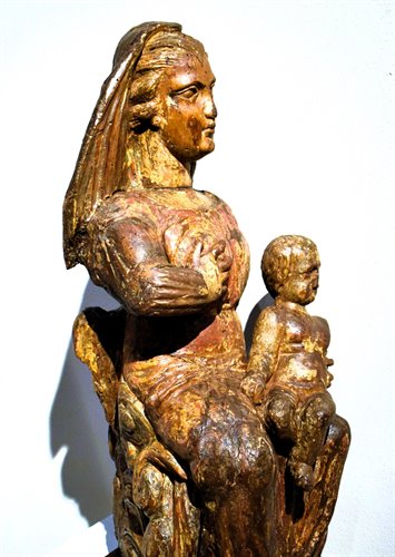 "The Virgin of the Milk"  Medieval wooden sculpture